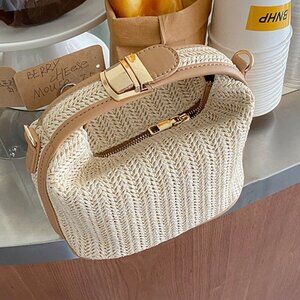 White Glamorous Women's Mini Handbag With Lock Button